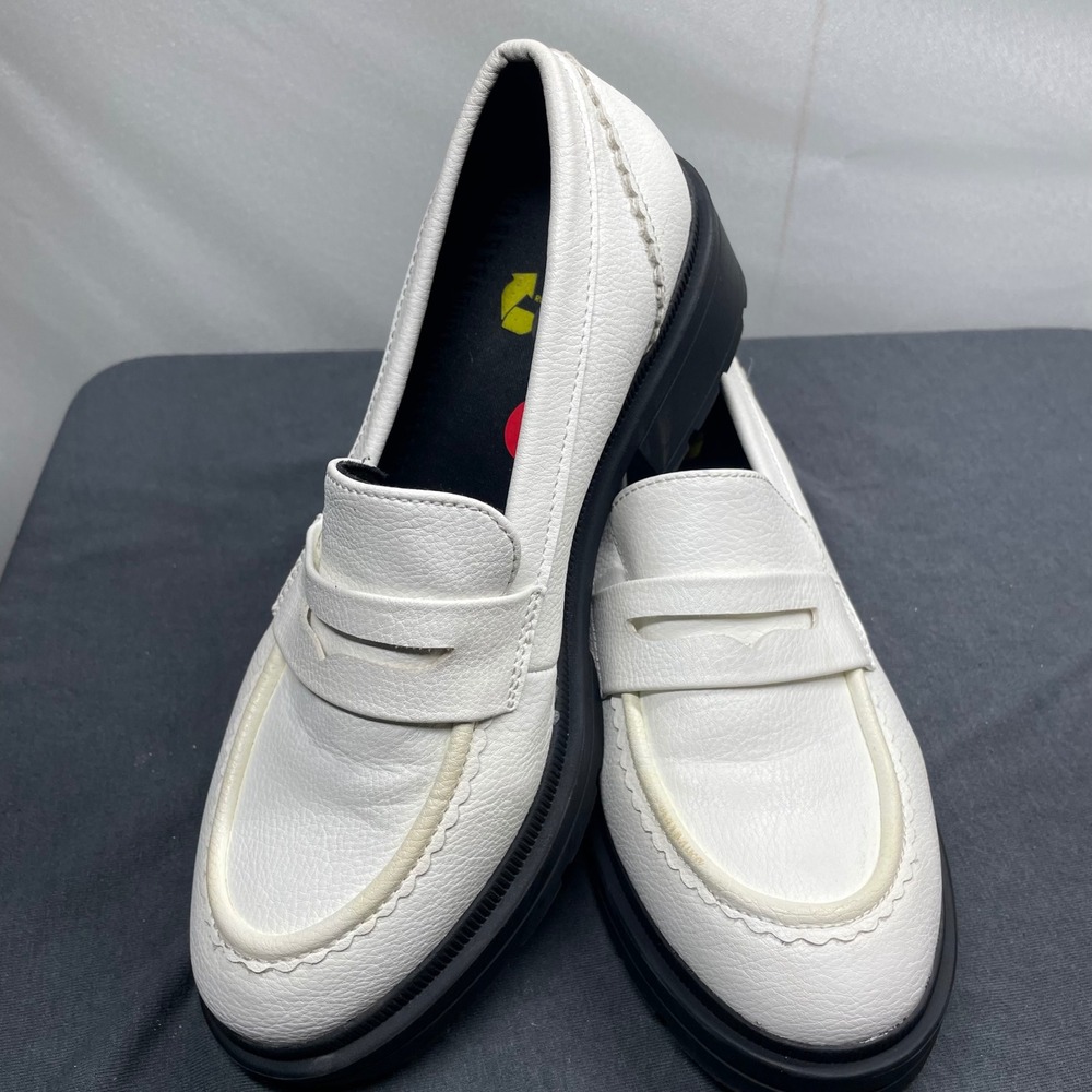 Rocket Dog Women Loafers Faux Leather 9 White Chunky Platform Lug Sole Penny